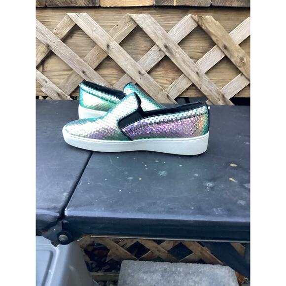 Michael KORS KEATON MK LOGO IRIDESCENT SNAKE SKATE SNEAKERS 6M/36M - Picture 4 of 6